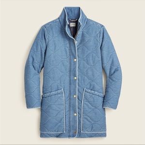 NWOT J.Crew Quilted Cocoon Puffer with PrimaLoft in Chambray
